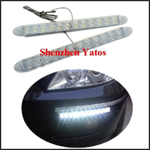 2Pcs 12V Universal 12W Bendable 12 LED Waterproof Flexible DRL Daytime Running Light Fog Warning Lamp |