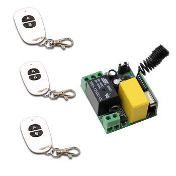 

High Quality AC220V 1CH 10A Wireless Power Switch System 1 Receiver & 3 Waterproof Transmitters Learning Code Toggle Momentary