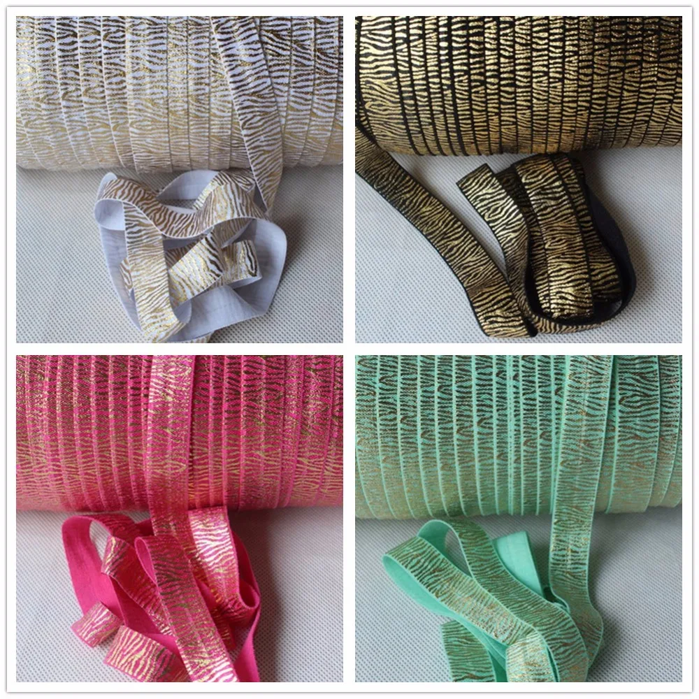 Buy 3 colors gold foil zebra printed FOE elastic fold