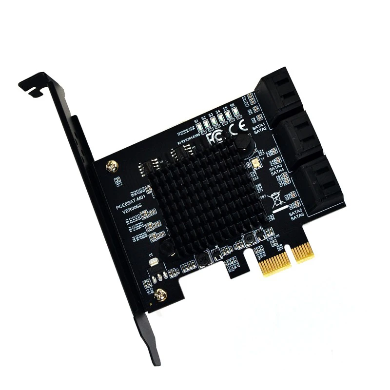 For Marvell 88Se9215 Chip 6 Ports Sata 3.0 To Pcie Expansion Card Pci Express Sata Adapter Sata 3 Converter With Heat Sink For