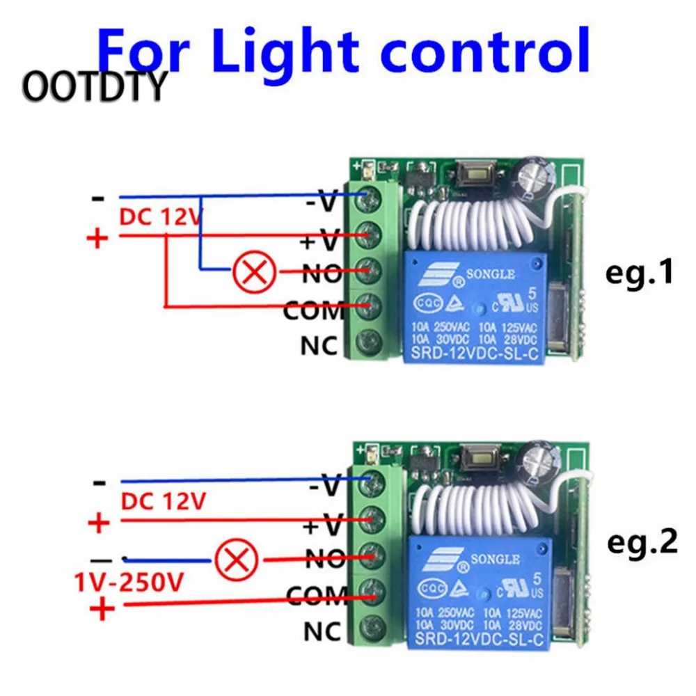 315 м или 433 м универсальный беспроводной пульт дистанционного управления DC12V 1CH релейный модуль приемника+ 2 радиочастотного передатчика