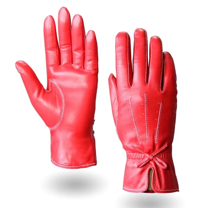 Новое поступление, модные женские перчатки из натуральной кожи с бантом на запястье, высококачественные перчатки Goatksin, L123PC