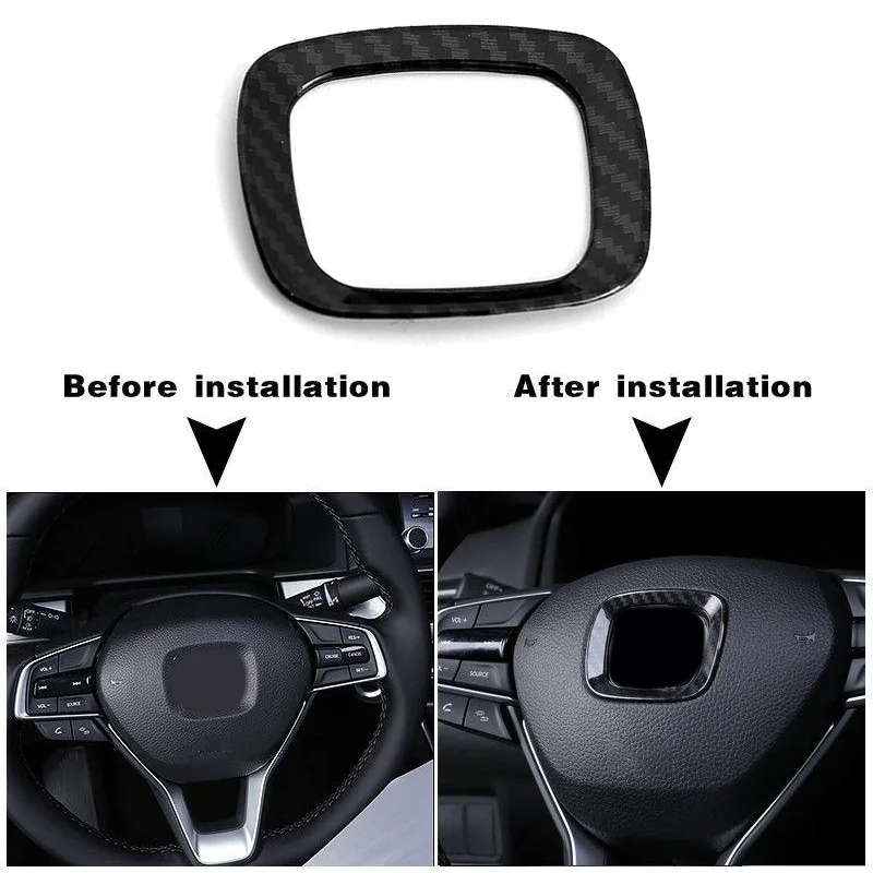 

1pc New Carbon Fiber black Steering Wheel Trim Cover high quality accessories parts Fits For Honda Accord 10th 2018