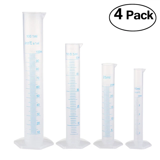 4pcs set transparent measuring plastic graduated cylinder lab laboratory tools