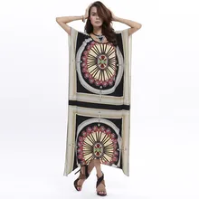 National Dress Indian Women Loose Tribal Print Maxi Dress Batwing Sleeve Irregular Hem Clothing Women Vestidos