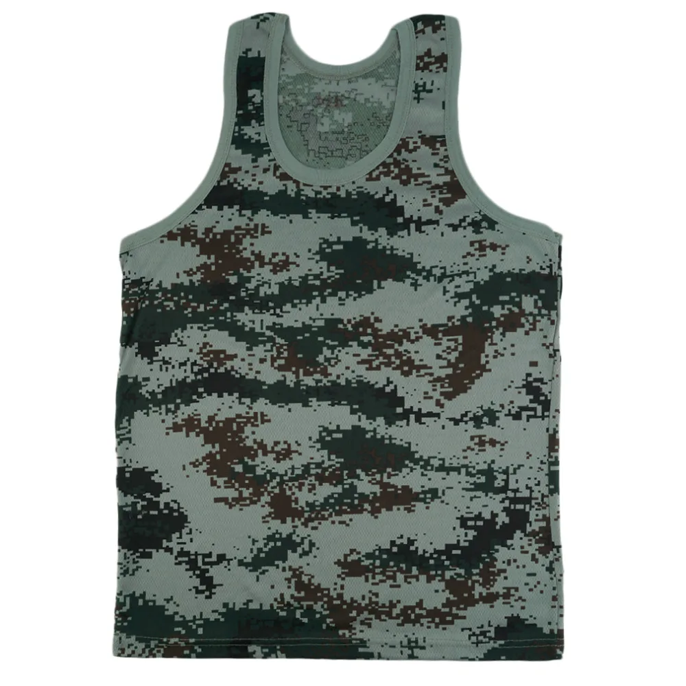 Military Style Men Running Vest Camouflage Tank Top Stretchy Wild Tight 