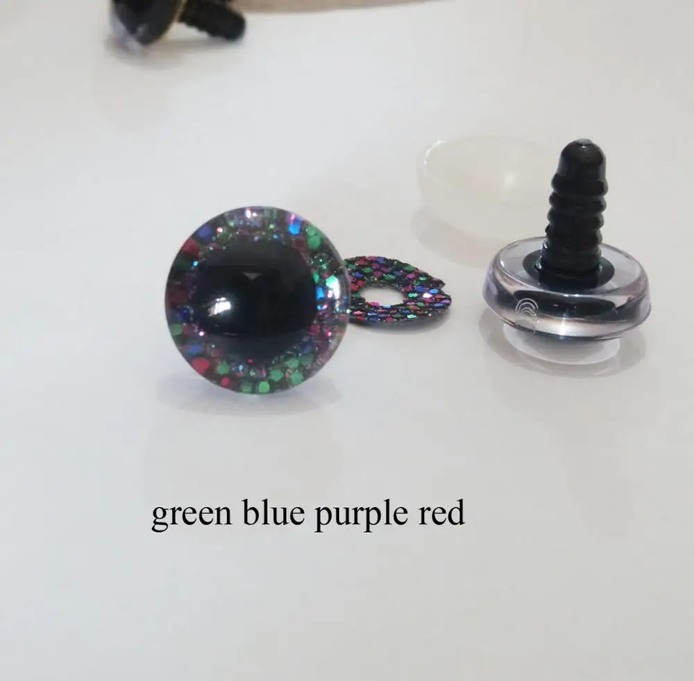 26 шт./лот Новые 16 мм и 20 мм и 24 мм прозрачные трапециевидные пластиковые безопасные игрушечные глаза+ красочные блестящие нетканые материалы+ шайба для diy куклы- HS - Цвет: greenblue purple red