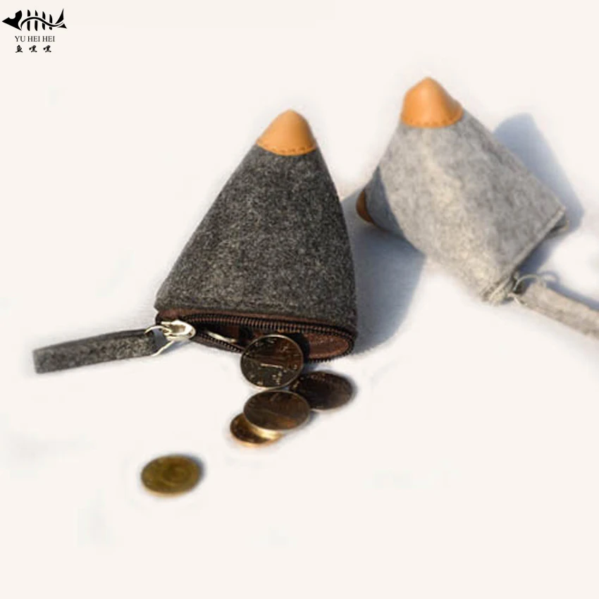 

Cheap Fashion Coin Purse Wallet Women Men Coin Purses Wool Triangle Coin Small Change Pouch Bag Wallets free shipping