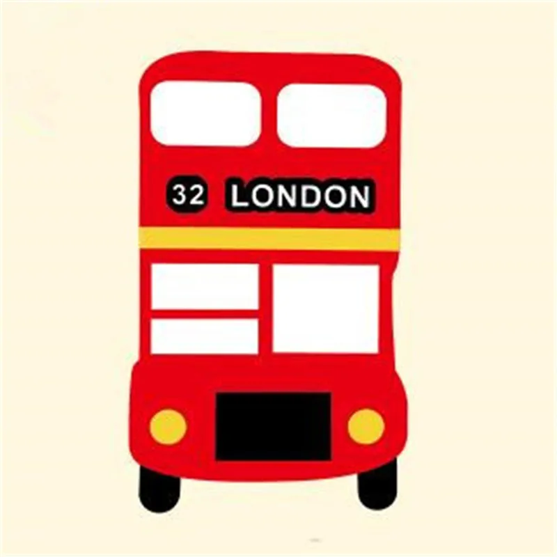 

Clothes printed patch deal with it london red bus cartoon pattern Heat transfer printing Iron on patches for clothing Diy design