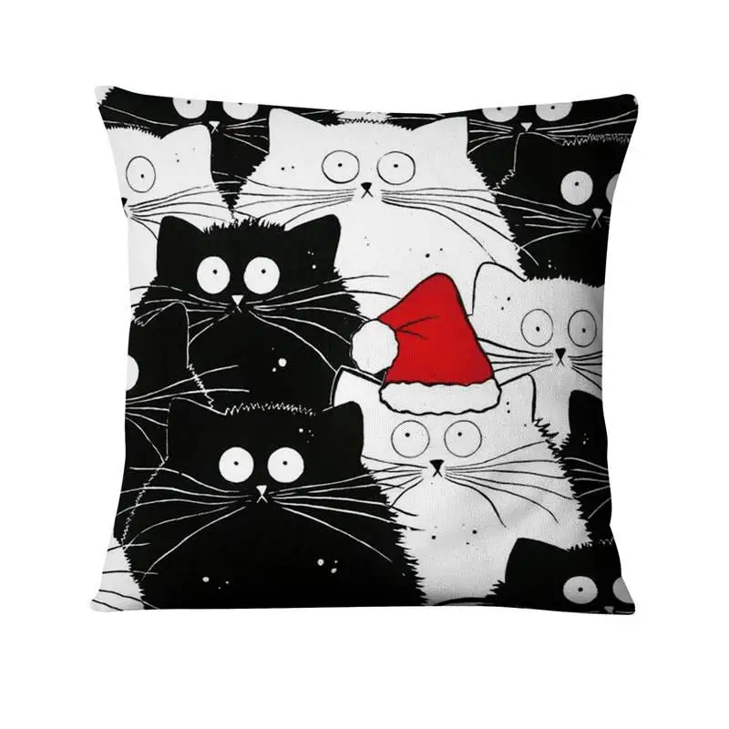 Home Pillow Decoration Black And White Cat Printed Cushion Decorative Pillow Pencil Illustration Home Decor Sofa Throw Pillows 