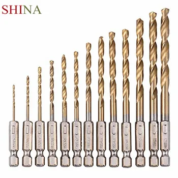 

Shina 13PC HSS Twist Drill Bit for Metal Hexagonal Coating with Hexagonal Handle Hexagonal Screw Drill Hole Opener Set