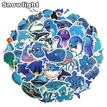 

49PCS/set Blue Ocean Cartoon Marine Animal FISH Doodle Stickers For Laptop TV Fridge Bicycle Waterproof Decal Toy For kids
