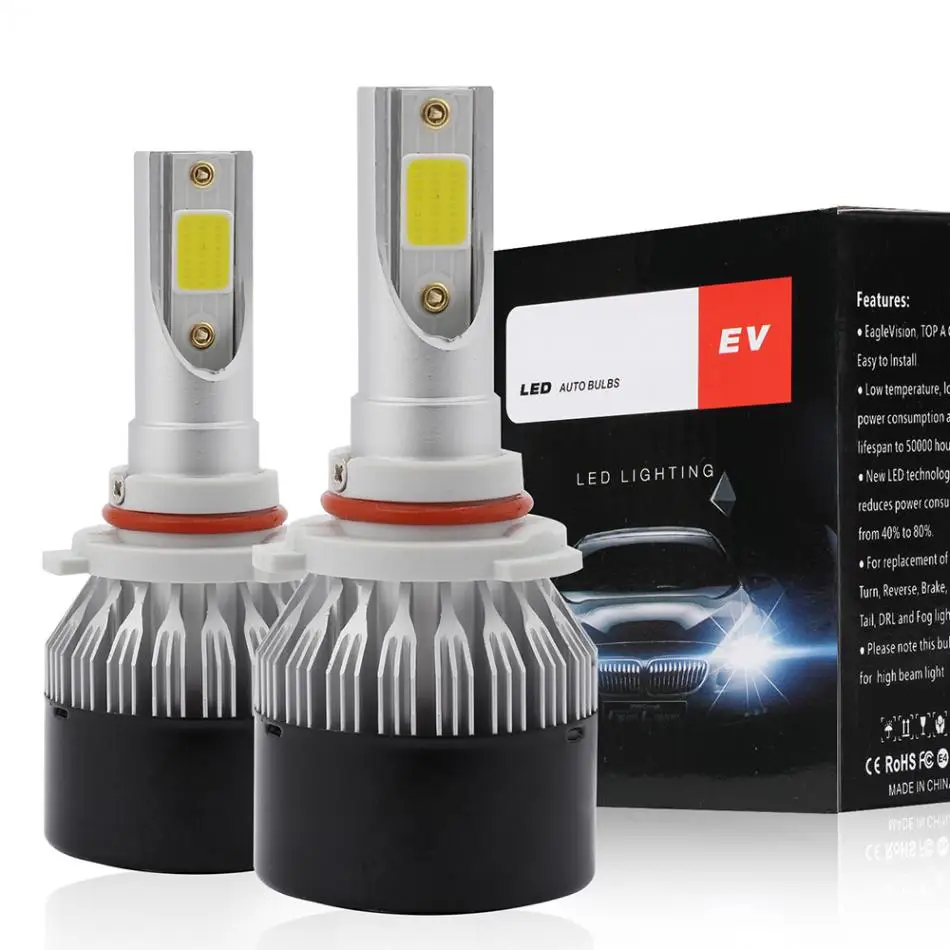 

2pcs 9005 HB3 EV9 72W 8000LM 6000K LED Car Headlight Bulbs Kit Automobile Fog Lamp Hi or Lo Light Bulbs for Cars Vehicles