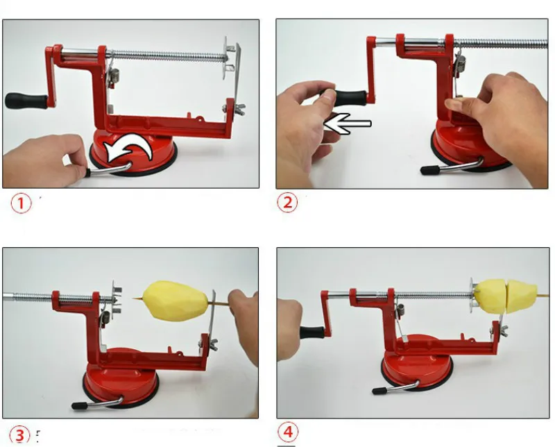 3 в 1 нержавеющая сталь Фрукты Zester Яблоко Овощечистка Corer всасывания база кухонные аксессуары спираль картофеля слайсер
