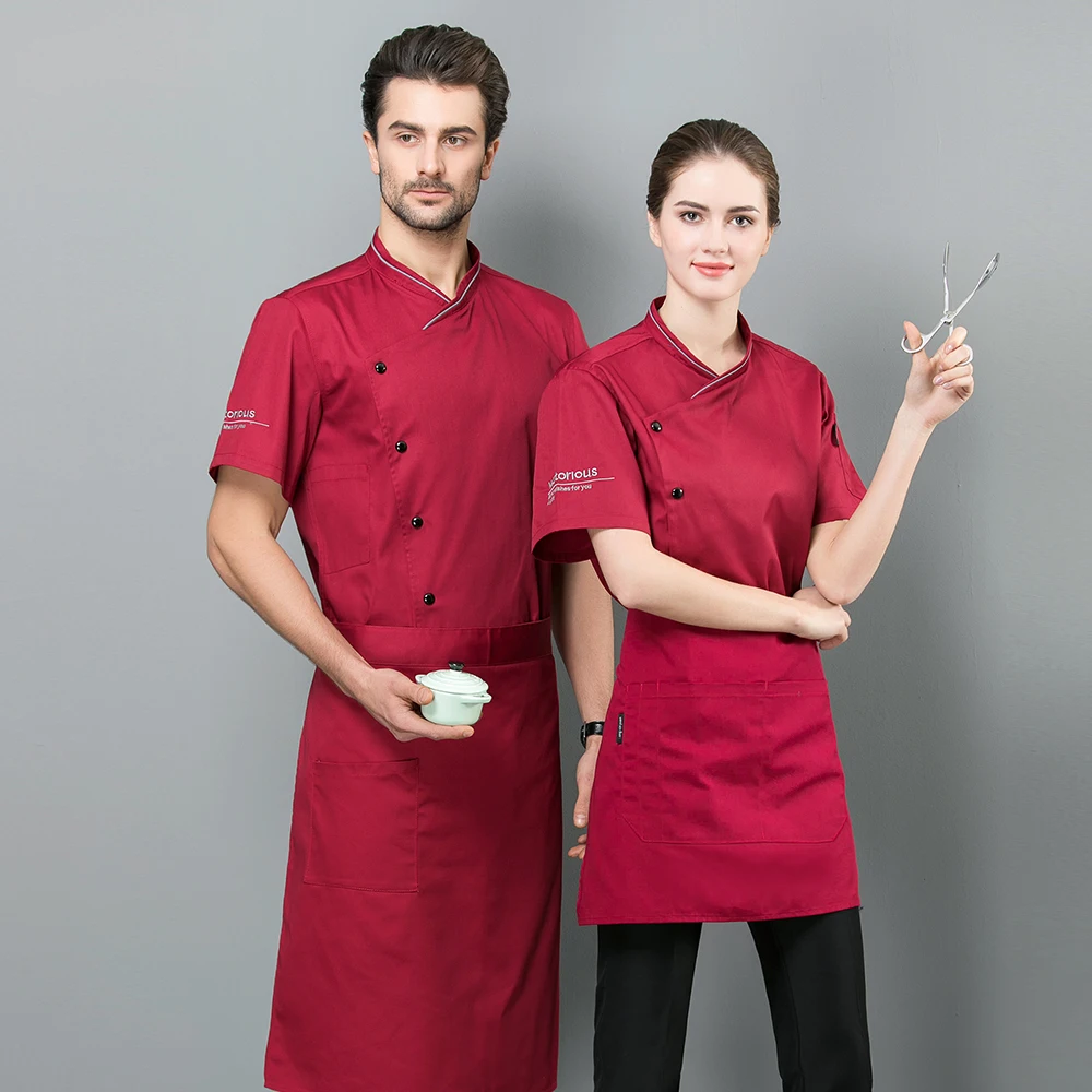 Рубашки шеф-повара, дышащие, крутые, с короткими рукавами, кофейная верхняя одежда, для пекарни, отеля, ресторанного обслуживания, кухонная Рабочая одежда