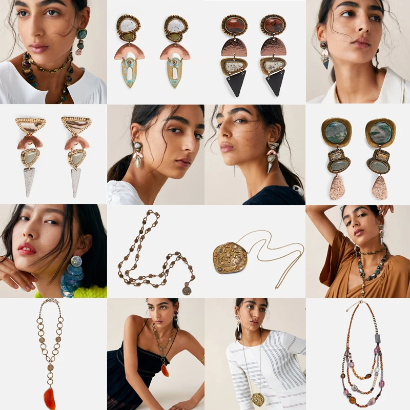 

Dvacaman Boho ZA Natural Colorful Stone Drop Earrings Women 2019 Vintage Metal Statement Earrings Pendant Party Ethnic Jewelry