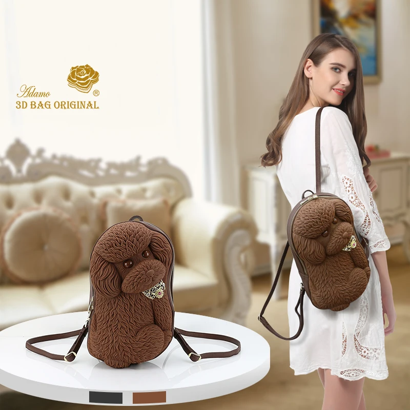 

Adamo 3D Bag Original Poodle Backpack High Quality Women Backpack Fashion Solid Bags For Women Backpacks