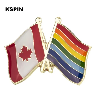 

Canada Rainbow Friendship Badge Metal Pins for clothes Badge on backpack brooch jewelry 100pcs