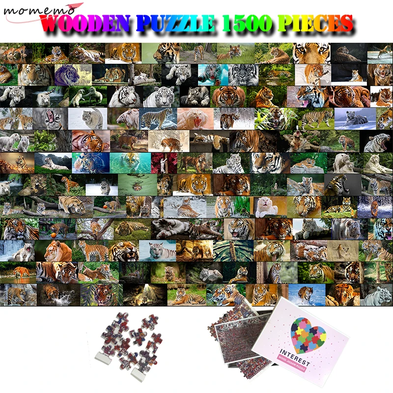 

MOMEMO Tiger Collection Adult Puzzle 1500 Pieces Puzzle Toys Wooden Difficult Jigsaw Puzzle Decompression 1500 Piece Puzzles Toy