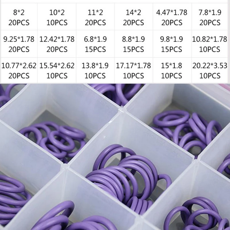 

For Car Automotive Air Conditioner A/C System Repair Tool O Ring Set Seal Kit R134a R12 HNBR Rubber O-Rings Assortment