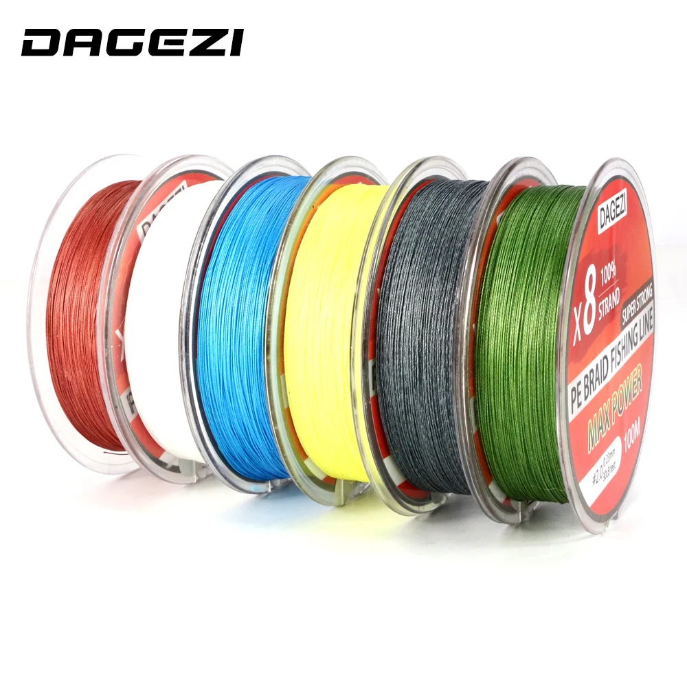 DAGEZI 8 нитей 100 м 30 80LB Многожильная леска супер крепкая ПЭ плетеная leader line 6