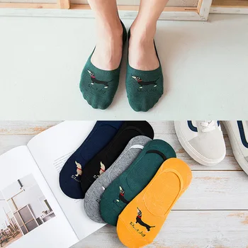 

Fashion Happy Men Boat Socks Summer Autumn Non-slip Silicone Invisible Cotton Socks Male Ankle Sock slippers Meia