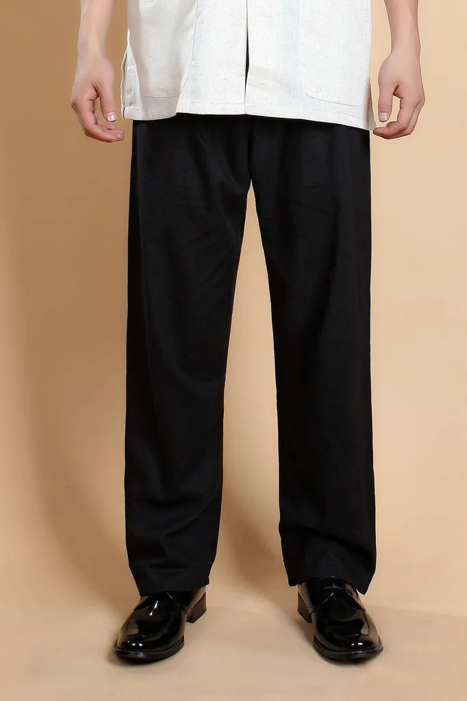 

Black Chinese Men's Cotton Kung Fu Trousers Vintage Style Pants Traditional Tai Chi Pants Clothing Size S M L XL XXL XXXL 0820