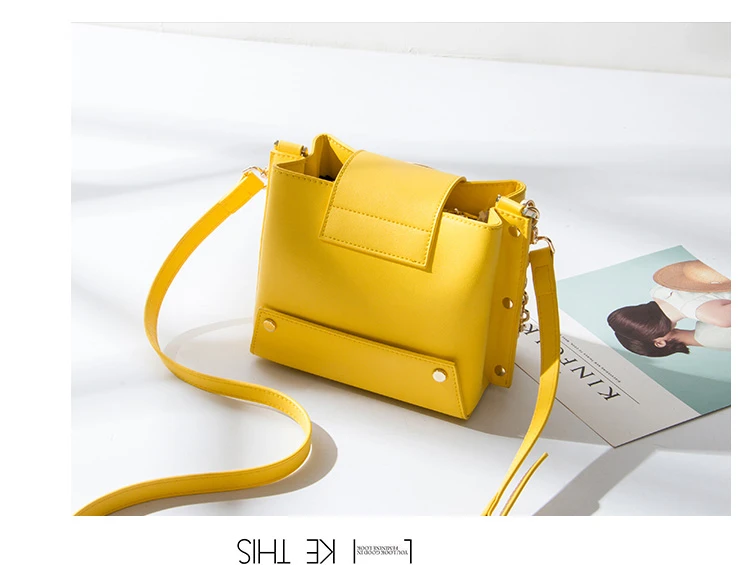 Летняя желтая дизайнерская женская сумка-мессенджер, шикарная модная женская сумка на плечо с кольцом из искусственной кожи, маленькая сумка через плечо с клапаном
