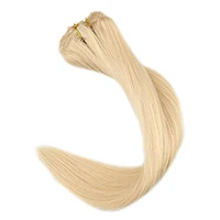 Полный блеск на заколках блонд для наращивания, человеческие волосы блонд, Цвет#613, 9 шт., 100 г, волосы на заколках, двойная пряжа, машинное производство, волосы remy - Цвет: #613