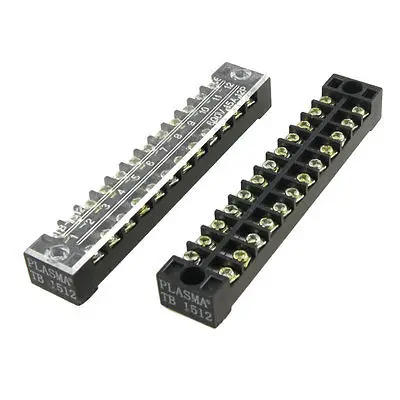 

5 Pcs Dual Row 12 Position Covered Screw Terminal Block 600V 15A
