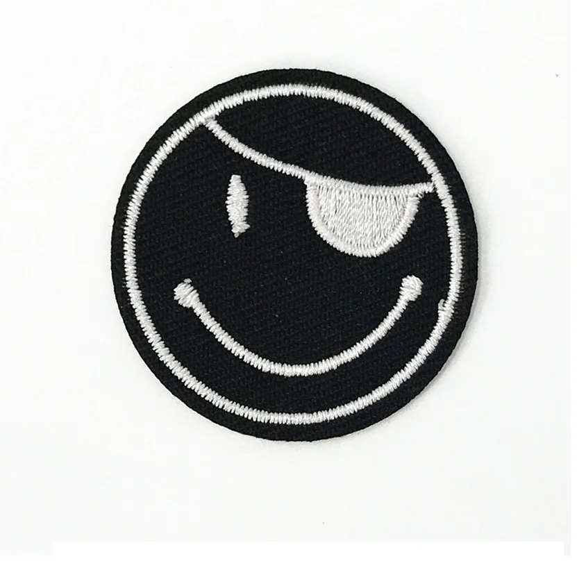 

Pirate Smiley Face Smile Patch Iron on Boho Hippie 70s Fun Retro Applique Kitsch Face Pirate Bag Jacket Badge Patch