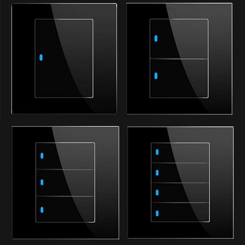 Настенный выключатель света Сенсорный экран сенсорный выключатель 1/2/3/4 ряда 1 2 Way сенсорный Сенсор переключатель прерыватель закаленное Стекло Панель светодиодным индикатором