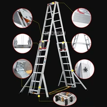 BAB-6m Портативный складной Engineering лестница 11-шаг противоскольжения лестница из алюминиевого сплава бытовой Сильный утолщение телескопическая лестница