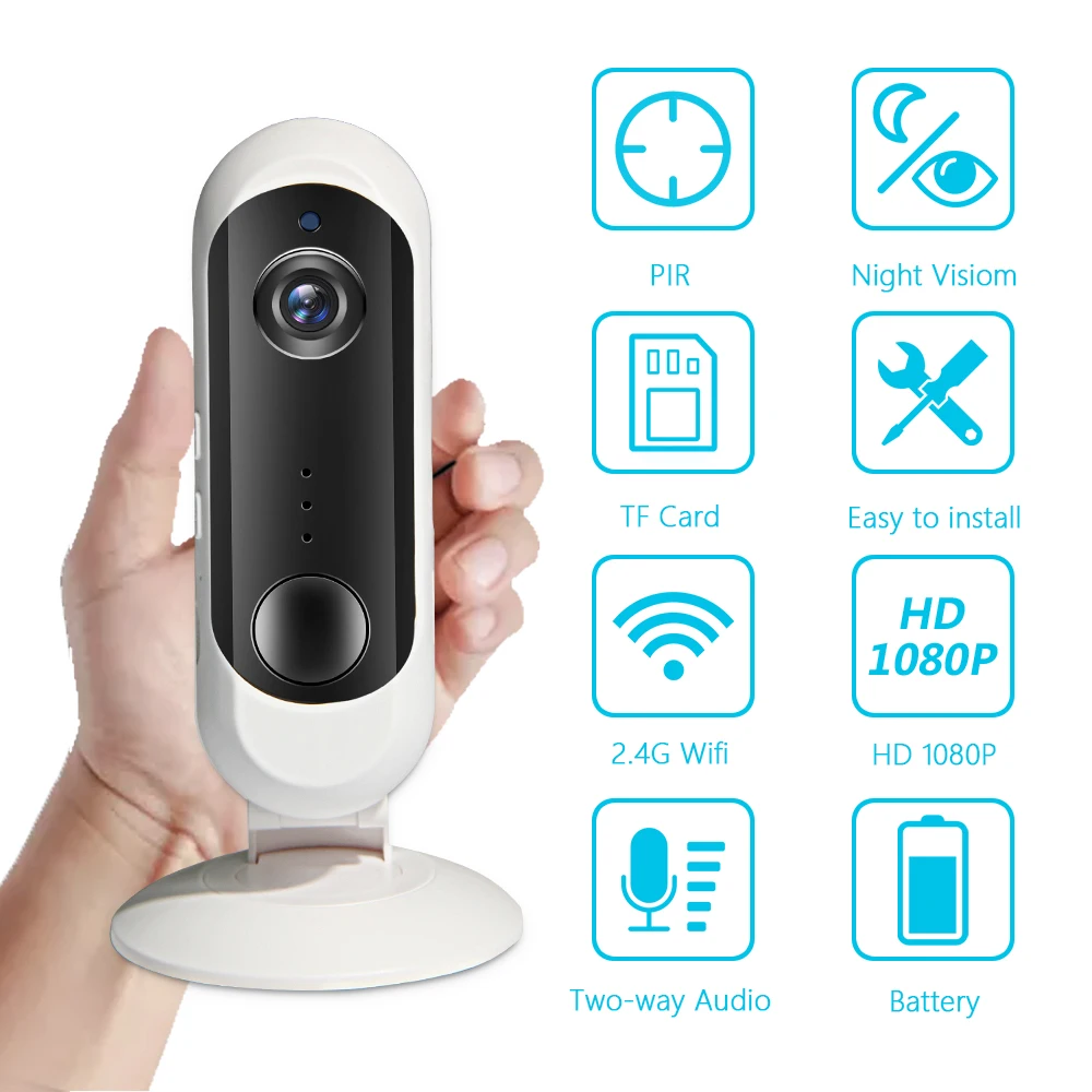 INQMEGA беспроводная камера с питанием от аккумулятора, Домашняя безопасность 1080 P, мини ip-камера, WiFi, камера ночного видения, перезаряжаемая PIR/Аудио/сигнализация