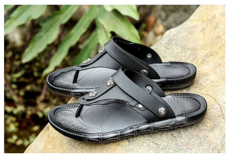 Brand Special Offers High Quality Sandals Big Size Leather Slippers Summer Hot Sale Sandalias Beach Slides Mens Shoes (10)