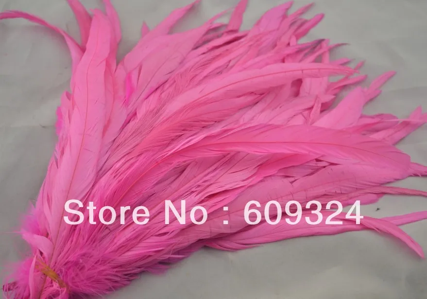 

Free shipping Wholesale 100pcs/lot 30-35cm Light Pink rooster tail Feather Coque tail feather Costume feather