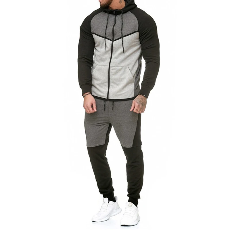 

2019 Autumn Fitness Sportswear Men Set Fashion Tracksuits Sets Man Bodybuilding Hoodies Pant Casual Outwear Suits Dropshipping