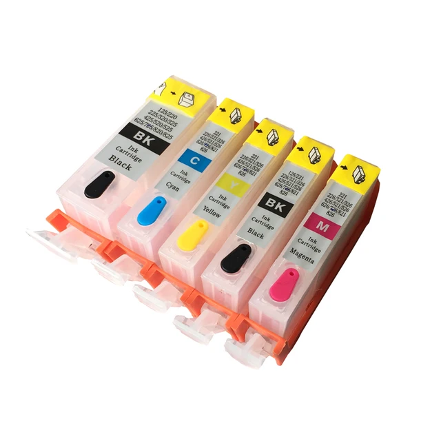 5 pcs PGI 820 CLI 821 Refillable Cartridges for Canon PiXMA iP3680 iP4680 MP545 MP628 MP988