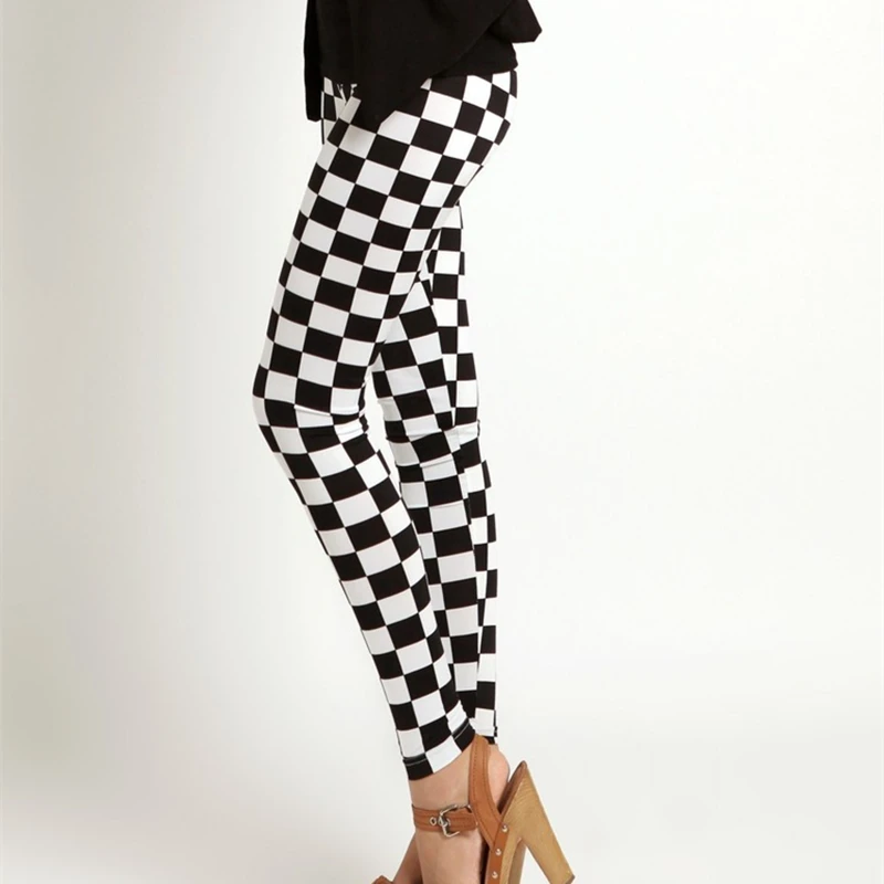 

Korean Style Stretch Leggings Fashion Breathable Milk Silk Wild Houndstooth Trousers women Elastic leggings office lady pants