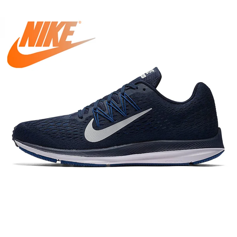 

Authentic Nike Zoom Winflo 5 Men Running Shoes Original Sneakers Shoes Navy Blue Breathable Non-slip Shock Absorbing AA7406