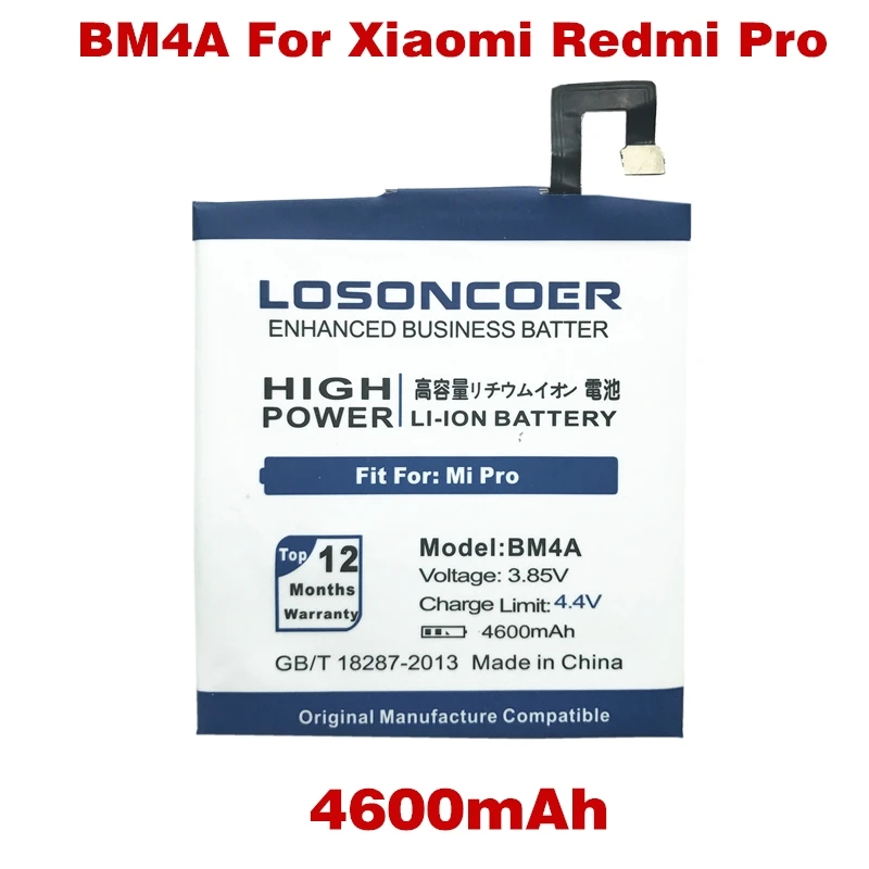 imágenes para LOSONCOER BM4A 4600 mAh Baterías Del Teléfono Móvil para Xiaomi Hongmi Redmi Pro Batería en stock imágenes para LOSONCOER BM4A 4600 mAh Baterías Del Teléfono Móvil para Xiaomi Hongmi Redmi Pro Batería en stock