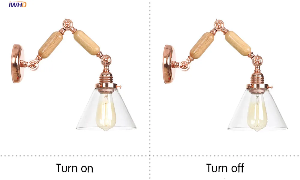 IWHD деревянный рокер Arm светодиодный настенный светильник простой стеклянный Wandlamp винтажный Регулируемый Настенный светильник Домашнее