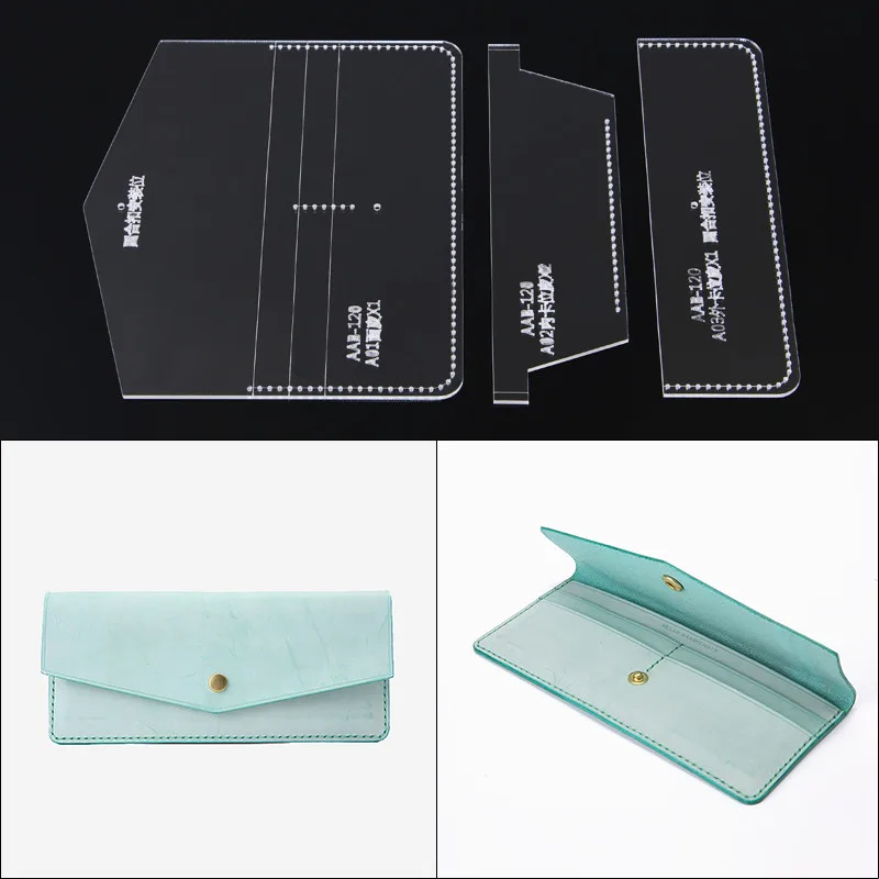 

1 Set DIY Long Wallet Acrylic Template Leather Craft Sewing Pattern Accessories 19*9*1