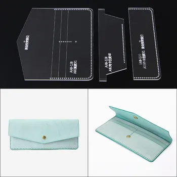 

1 Set DIY Long Wallet Acrylic Template Leather Craft Sewing Pattern Accessories 19*9*1