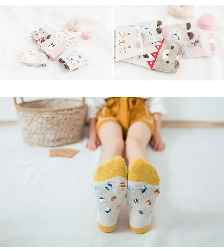5 шт./лот 30 стилей Милые носки с мультяшным животным милые девушки женские носки Харадзюку японский хлопок уютная печать забавные Женские носочки