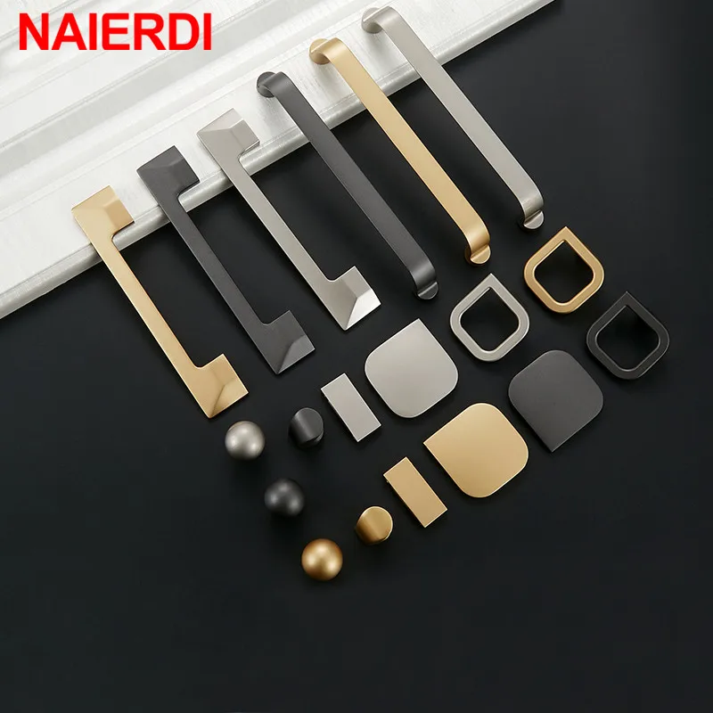 

NAIERDI European Style Cabinet Handles Gold Black Solid Zinc Alloy Kitchen Cupboard Pulls Drawer Knobs Furniture Handle Hardware