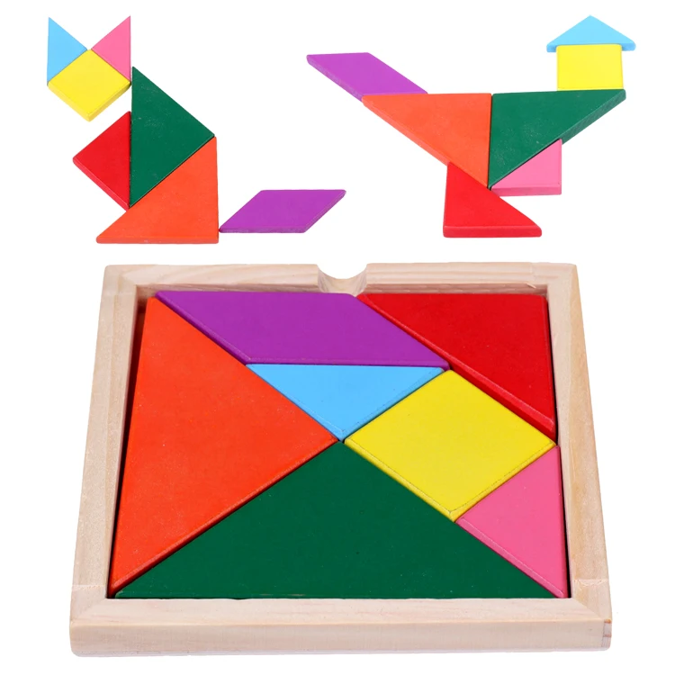 Hot Sell Wooden Toys for Children Tangram Jigsaw Puzzle Delicate Geometry shape Puzzles