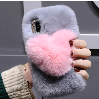 

Handmade Rabbit Full Furry Love Phone Case for OPPO F9 F9 pro F3 K1 Soft Warm case for F7 F5 F1 R17Pro R15 Animal Hair Luxury