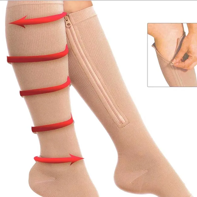 

Women Man Fitness Zipper Compression Yoga Socks Zip Leg Support Knee Sox Open Toe Sports Stovepipe socks