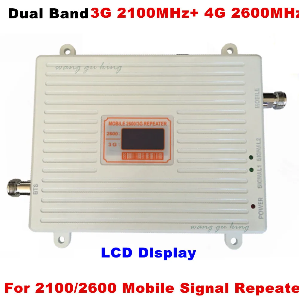 

LCD Display Band 3G WCDMA 2100MHz + 4G 2600MHz Signal Booster Gain 70dB Cellphone Repeater Amplifier LTE mobile signal amplifier